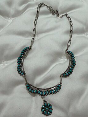 Vintage Zuni Sterling Silver Turquoise